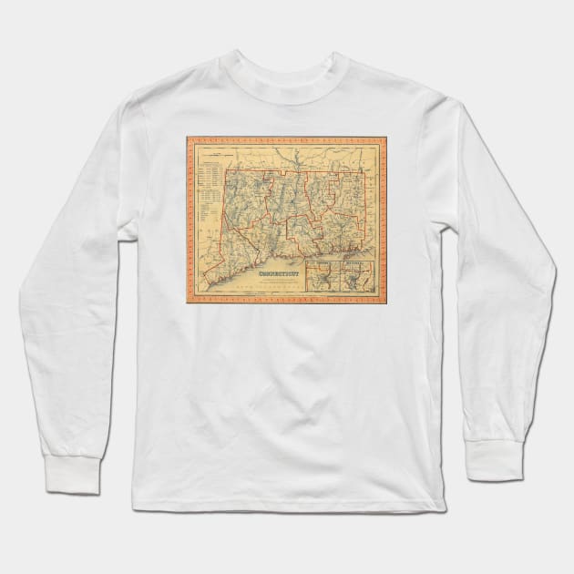 Vintage Map of Connecticut (1847) Long Sleeve T-Shirt by Bravuramedia